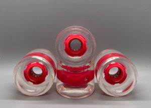 Light up your ride with our Clear RED LED Longboard Wheels