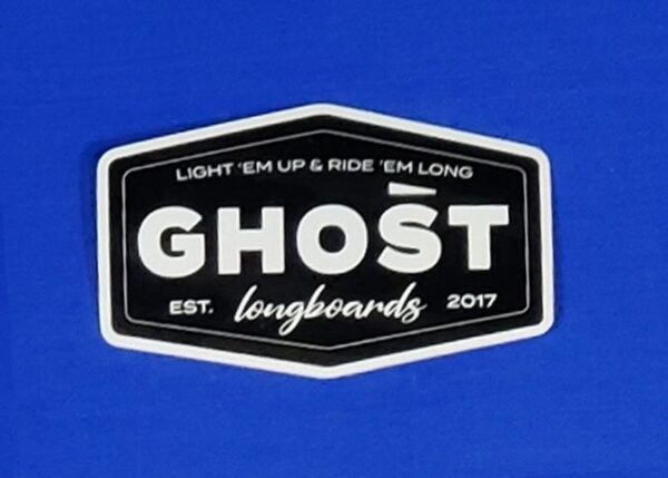 Ghost Badge 3" x 1.9" Sticker - Ghost Long Board