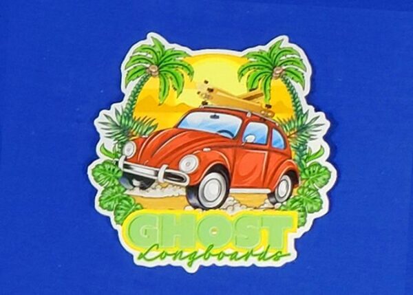 Beetle Bug 3" x 3" Sticker - Ghost Long Board