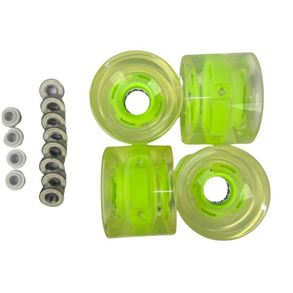 LED Longboard Wheels 70mm Clear Green