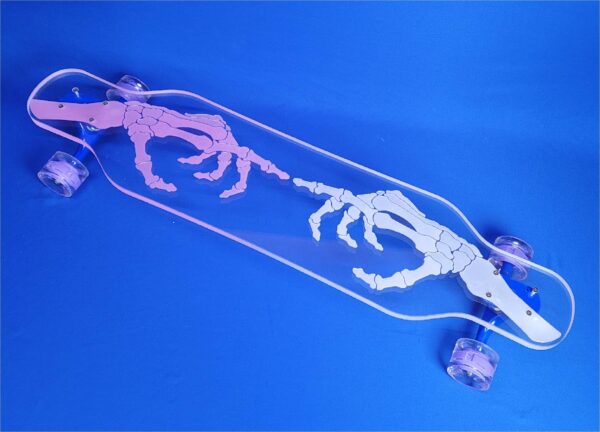 NEW - 40" Platypus Skeleton Hand with Color-Changing Resin Longboard