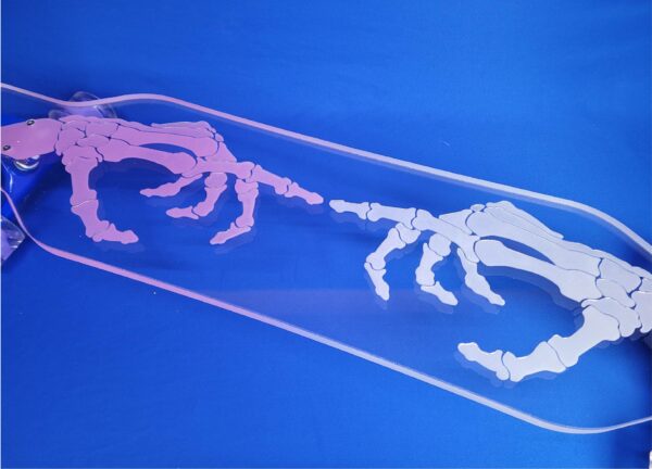 NEW - 40" Platypus Skeleton Hand with Color-Changing Resin Longboard - Image 2