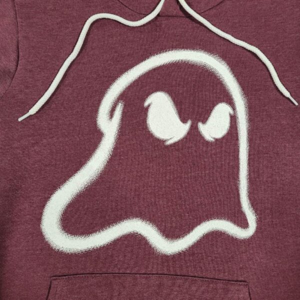 Red Ghost Spray Paint Hoodie Design Close Up