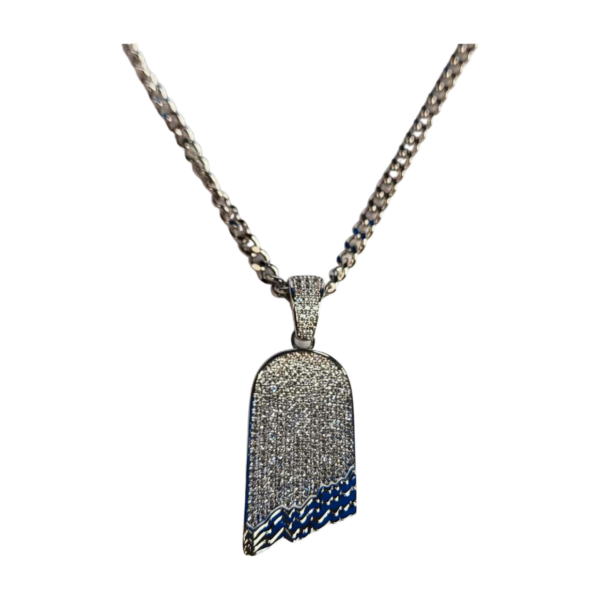 Silver Iced Skate Deck Necklace