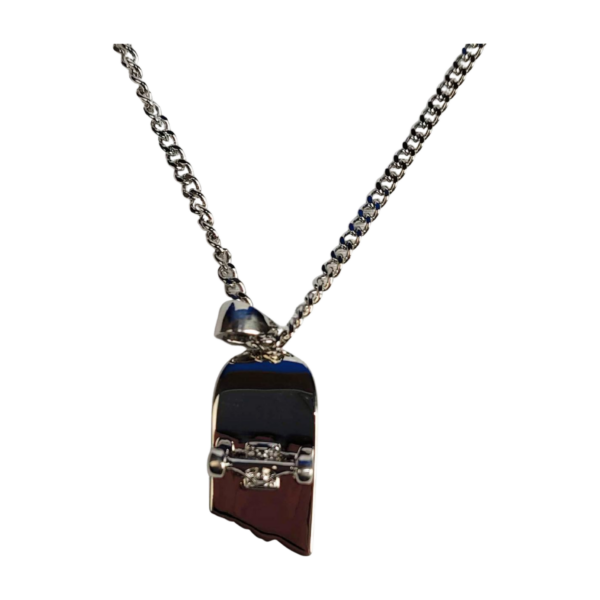 Silver Iced Skate Deck Necklace - Image 2