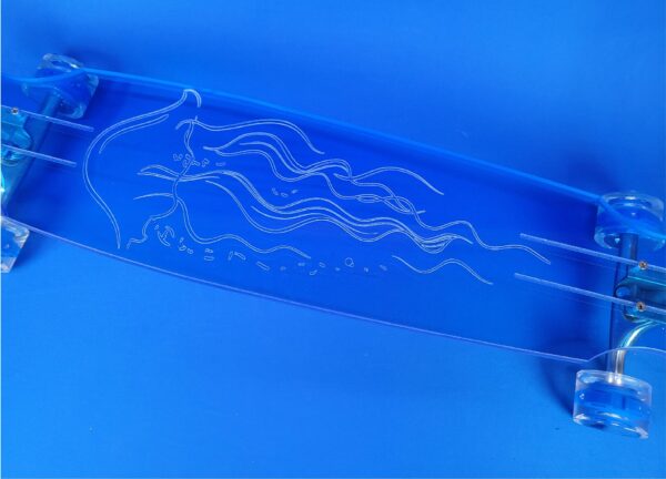 custom skateboard longboard Jellyfish Blue Acrylic - Image 2