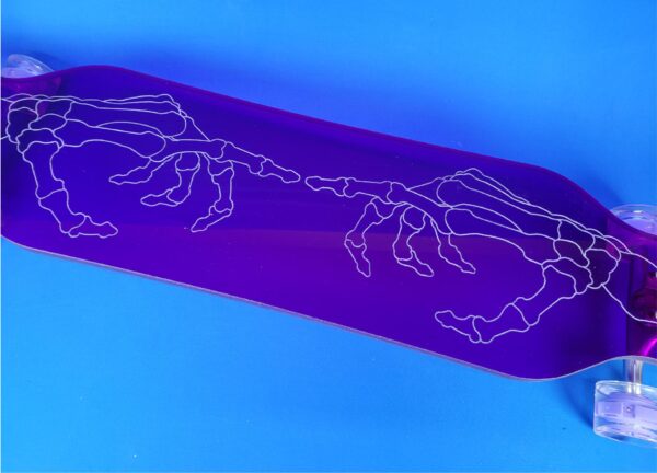 custom longboard skateboard skeleton hand tattoo art longboarddanding