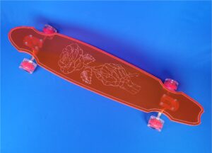 custom skateboard 40″ Skeleton Rose Clear Red Longboard