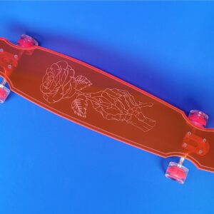 40″ Skeleton Rose Clear Red Longboard