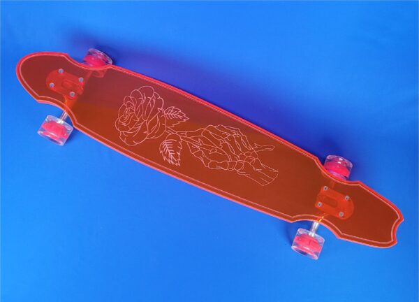 custom skateboard 40″ Skeleton Rose Clear Red Longboard