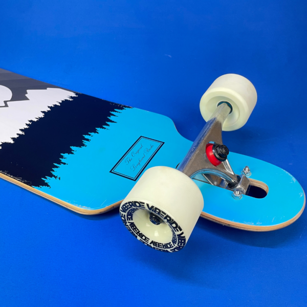 Vibe Ride Longboard - White/Blue Mountain | Lightly Scuffed with Castle Trucks & Vibe Ride Wheels (No Brake Kit) - Image 3