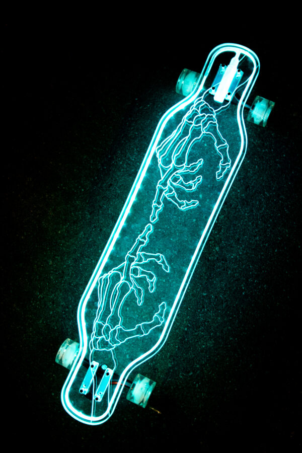 Electric LED Skeleton Hands Custom longboard