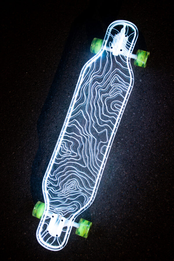 Electric LED Custom Longboard Topograph Design