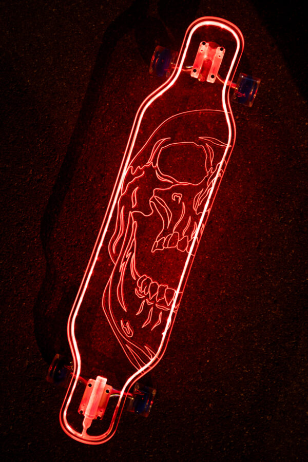 LED Clear Skull Acrylic Custom Longboard - Image 4