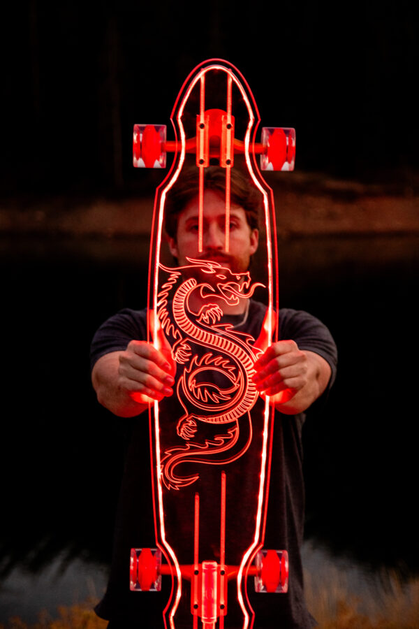Electric LED Custom Longboard Dragon Design