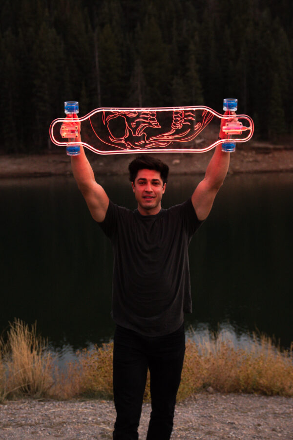 LED Clear Skull Acrylic Custom Longboard - Image 2
