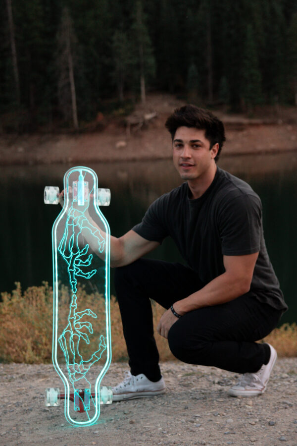 Electric LED Skeleton Hands Custom longboard