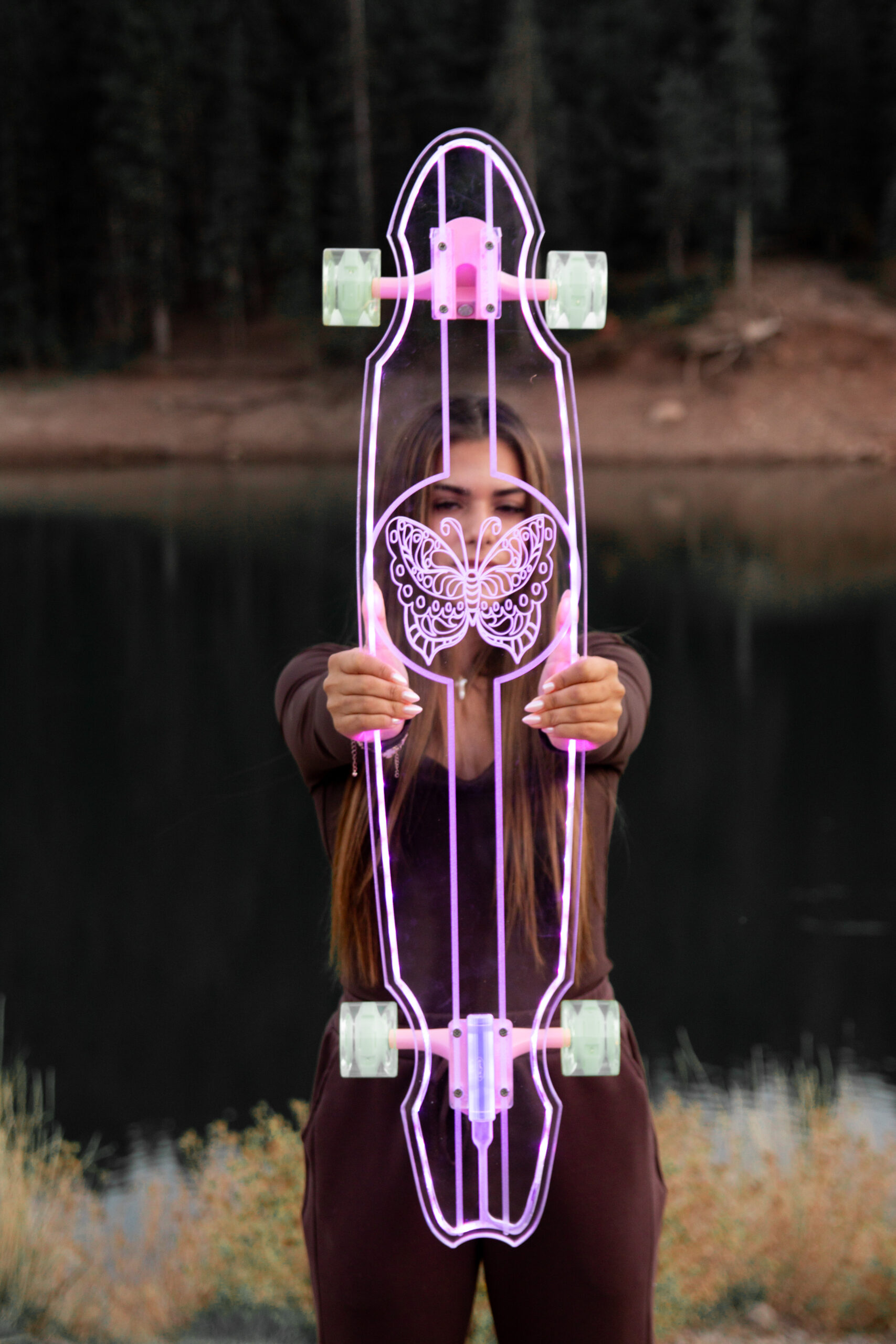 Electric LED Butterfly Custom Longboard