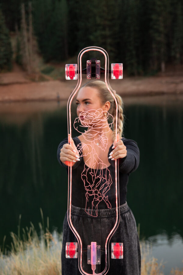custom electric led skeleton rose longboards