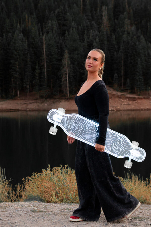Electric LED Custom Longboard Topograph Design